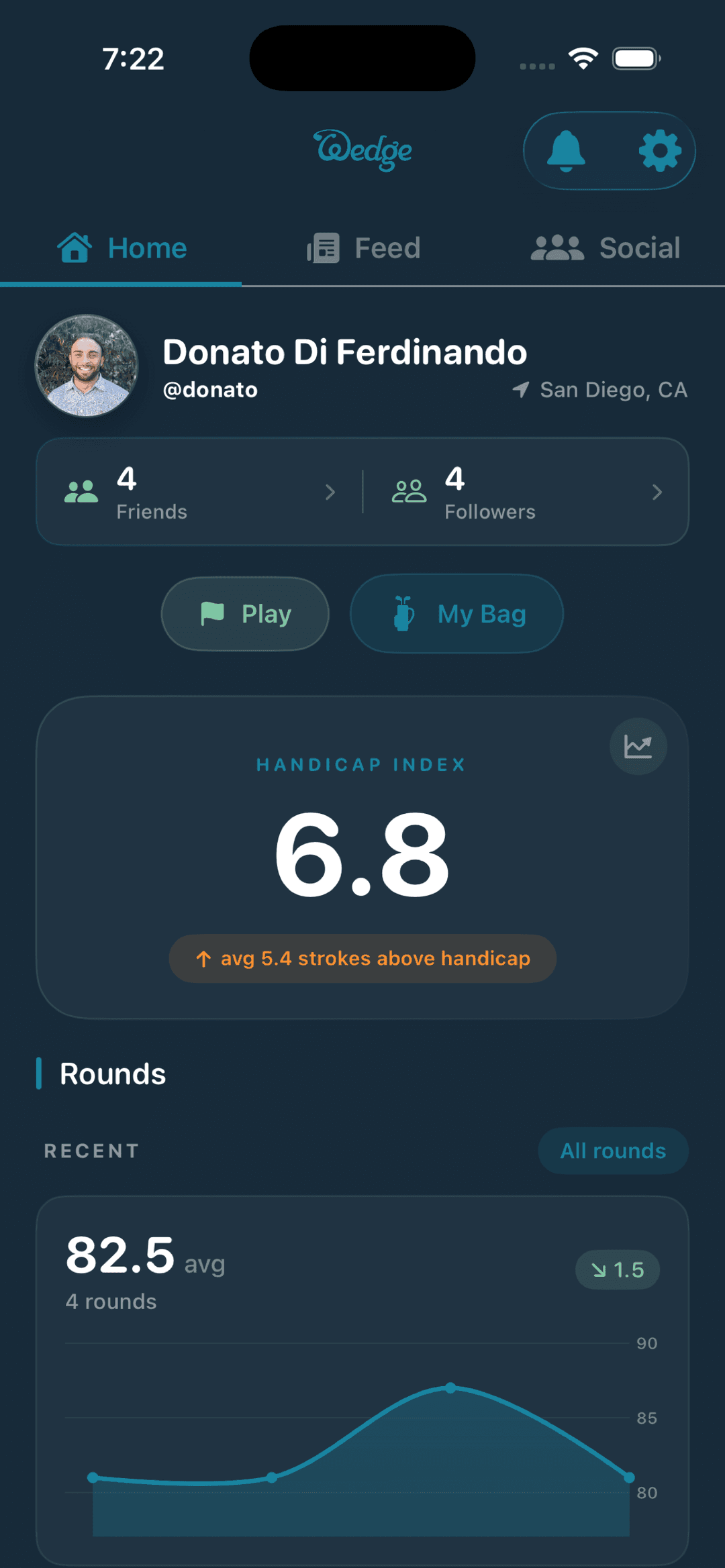 Wedge Golf home screen